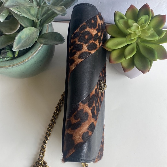 Kurt Geiger London Mini Soho Leopard Print Calf Hair Leather Striped Crossbody - Picture 5 of 15